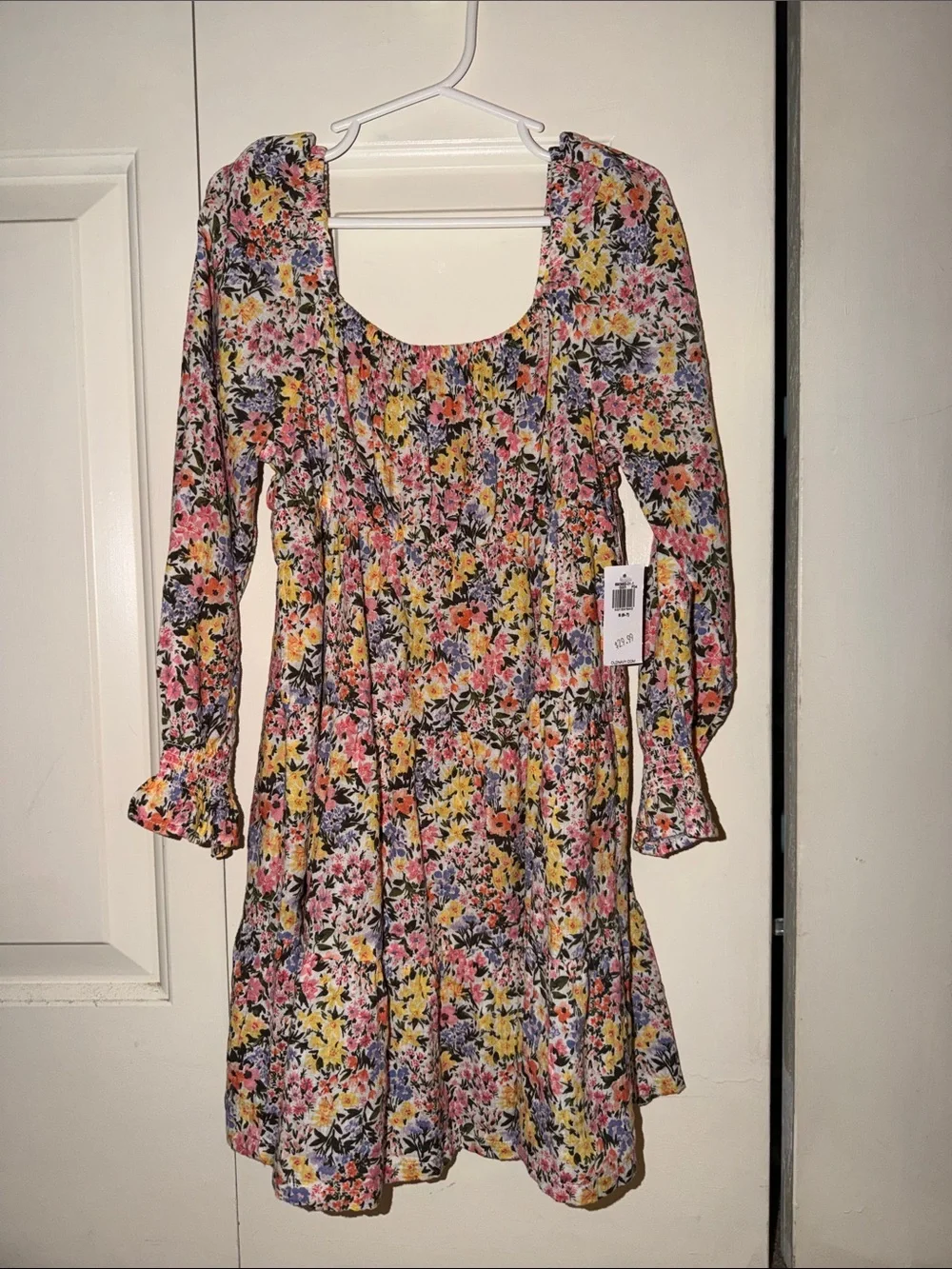 Old Navy Floral Smocked Long-Sleeve Dress - Pink & Yellow